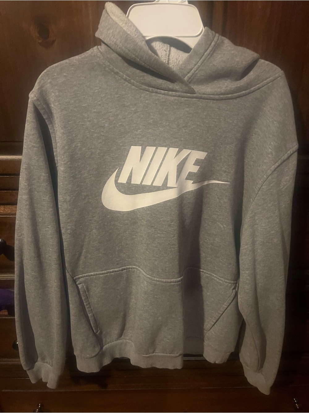Nike Gray Hoodie with White Swoosh Logo